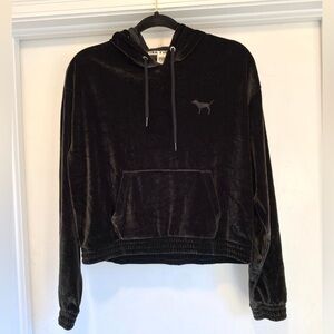 Victoria’s Secret Pink Crushed Velvet Hoodie Track Suit Cropped Velour Small